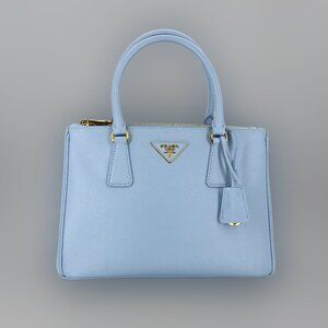 Prada Small Galleria Saffiano Double Zip leather bag - Light blue